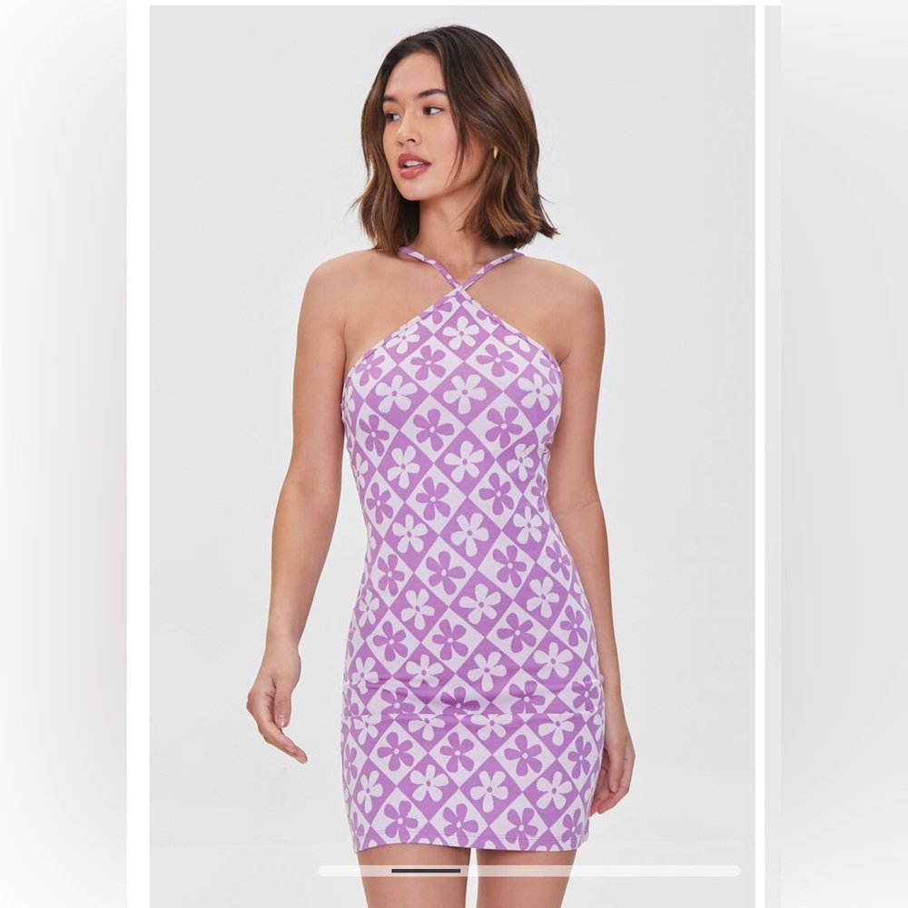 Forever 21 Woman’s Floral Print Mini Dress in Purple Size M NWT